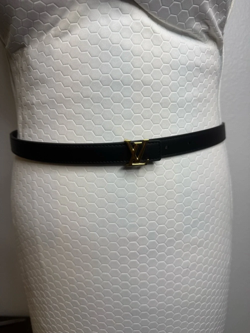 Louis Vuitton Monogram Canvas & Black Leather Belt with Gold LV Buckle - Picture 3 of 6
